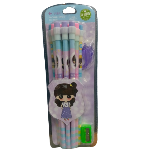 Girl Beautiful Pencils Set 14 Piece