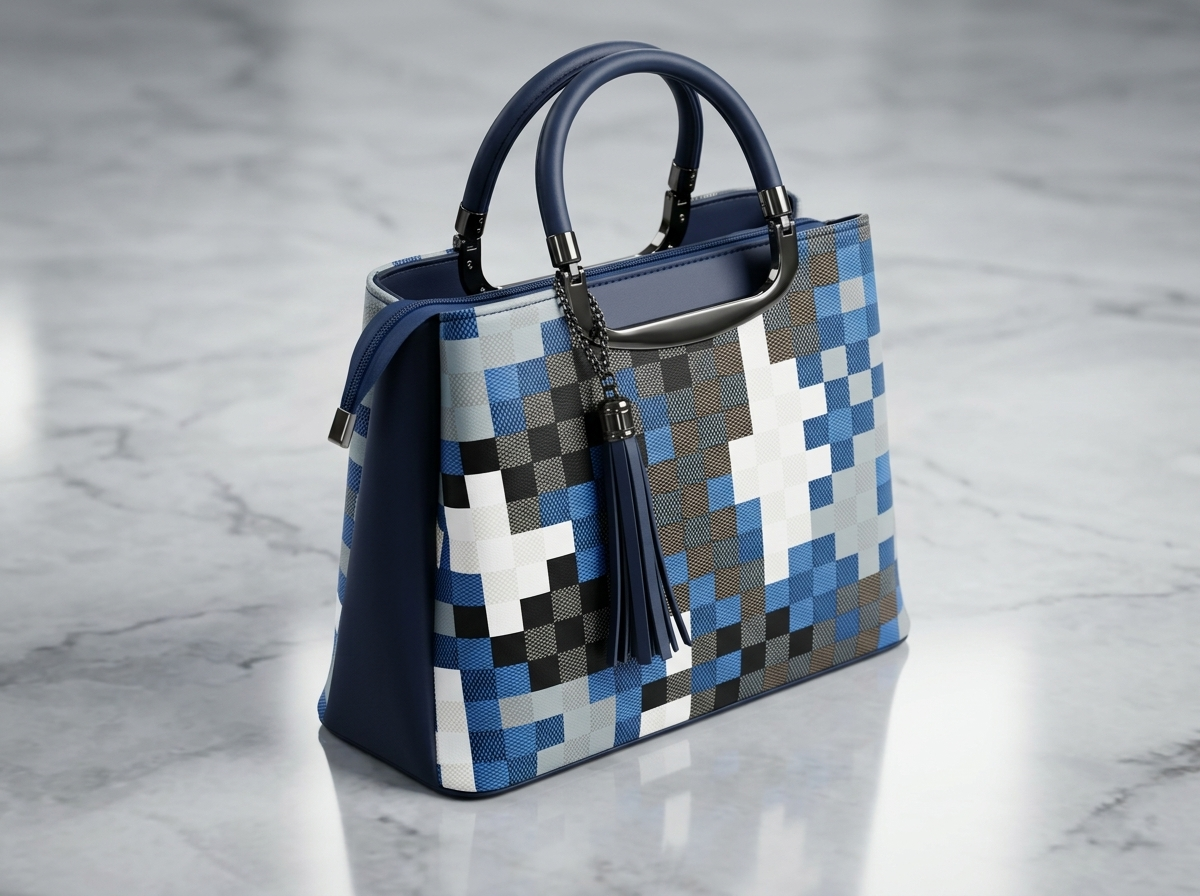 Pakistani Women Checkered Tote Handbag view 2