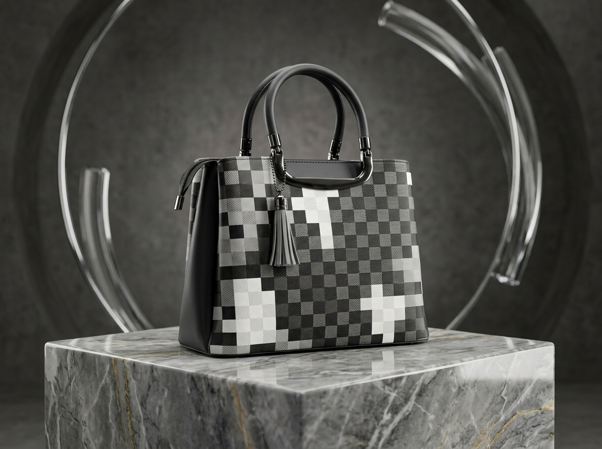 Pakistani Women Checkered Tote Handbag view 4