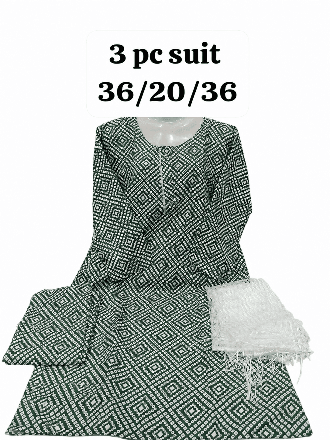 14 August Green & White 3 Piece Suit – Dark Green Diamond – Standard Size