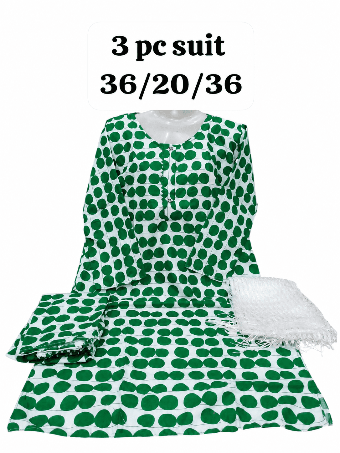 14 August Green & White 3 Piece Suit – Green Circle – Standard Size