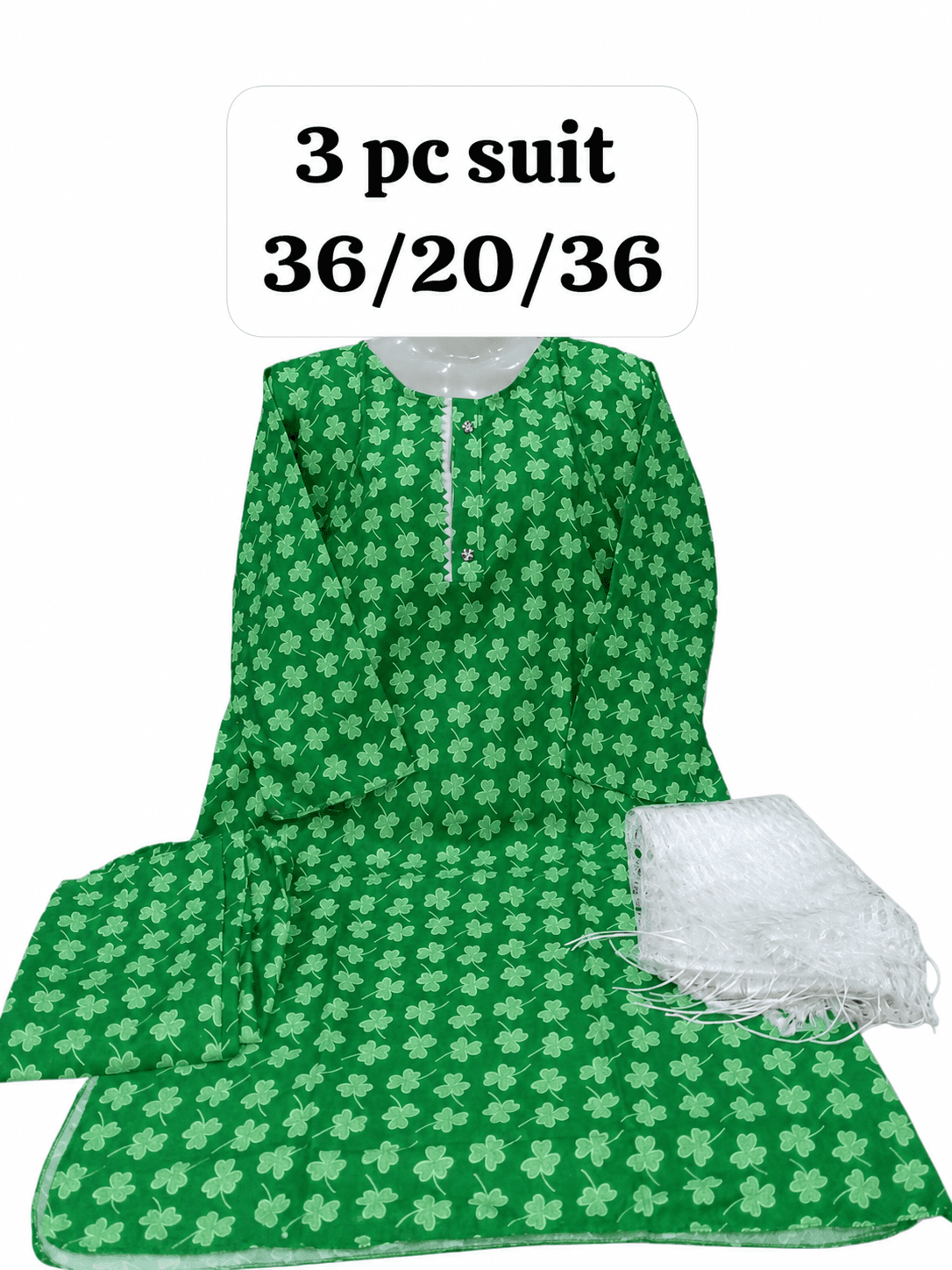 14 August Green & White 3 Piece Suit – Green Clover – Standard Size