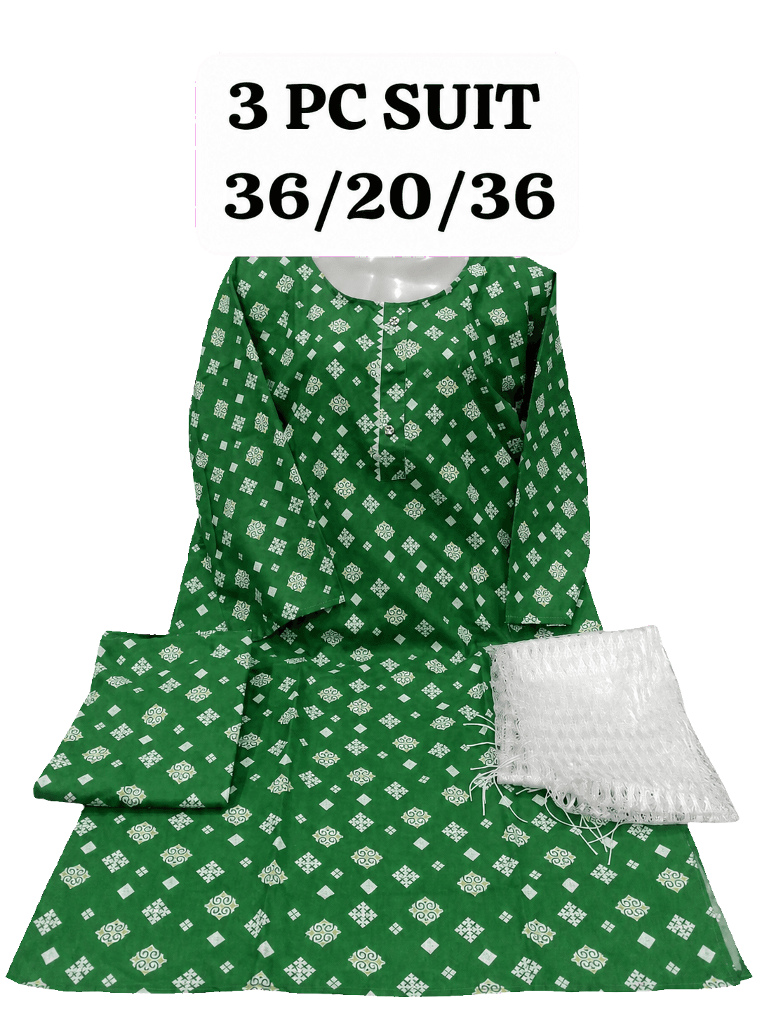 14 August Green & White 3 Piece Suit – Green Geometric – Standard Size