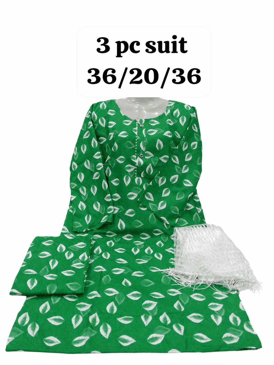 14 August Green & White 3 Piece Suit – Green Leaf – Standard Size