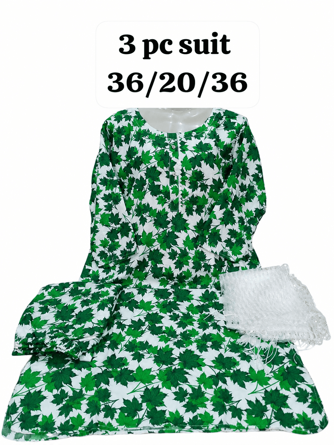 14 August Green & White 3 Piece Suit – Green Maple Leaf – Standard Size