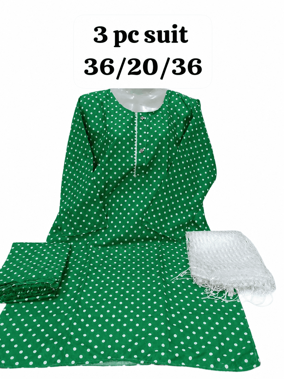 14 August Green & White 3 Piece Suit – Green Polka Dot – Standard Size