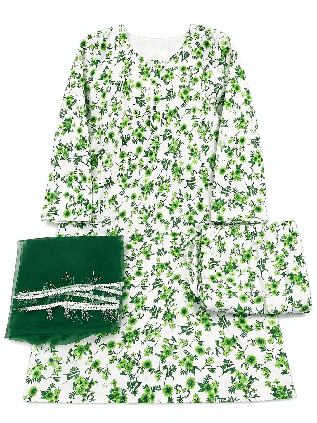14 August Women 3 Piece Suit - White Mini Floral