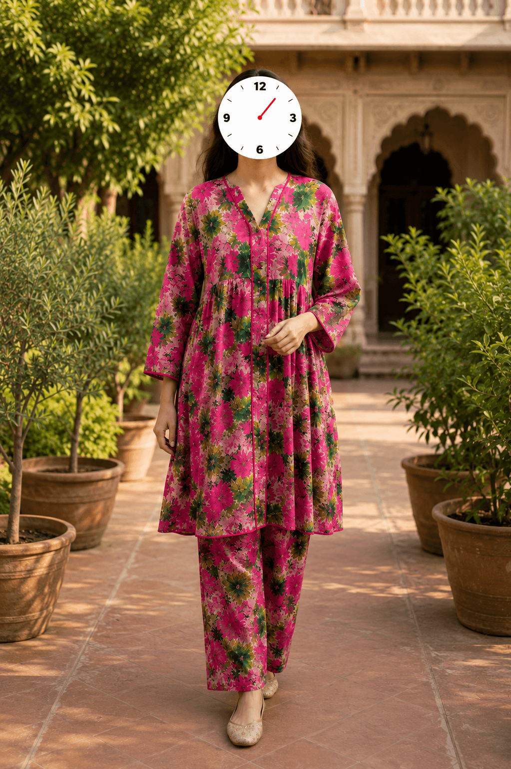 Al Karam Kasturi Pure Lawn 2 Piece Suit - Pink Floral