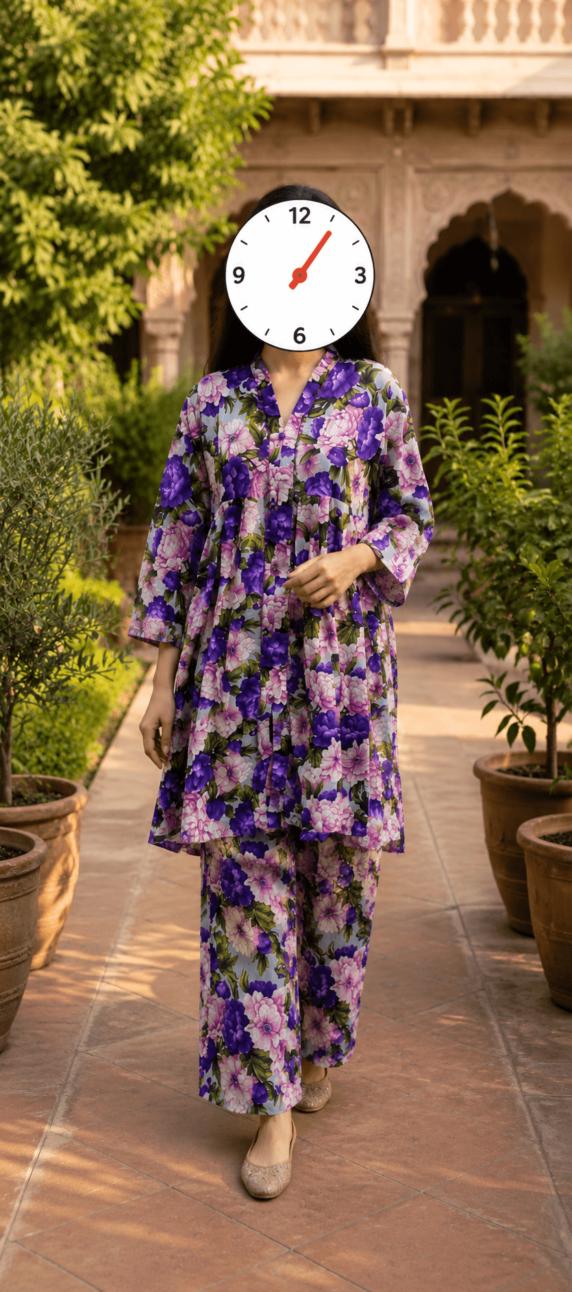 Al Karam Kasturi Pure Lawn 2 Piece Suit - Purple Pink Floral