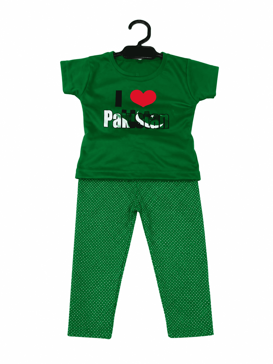 14 August Kids 2 Piece Suit I Love Pakistan Red Heart