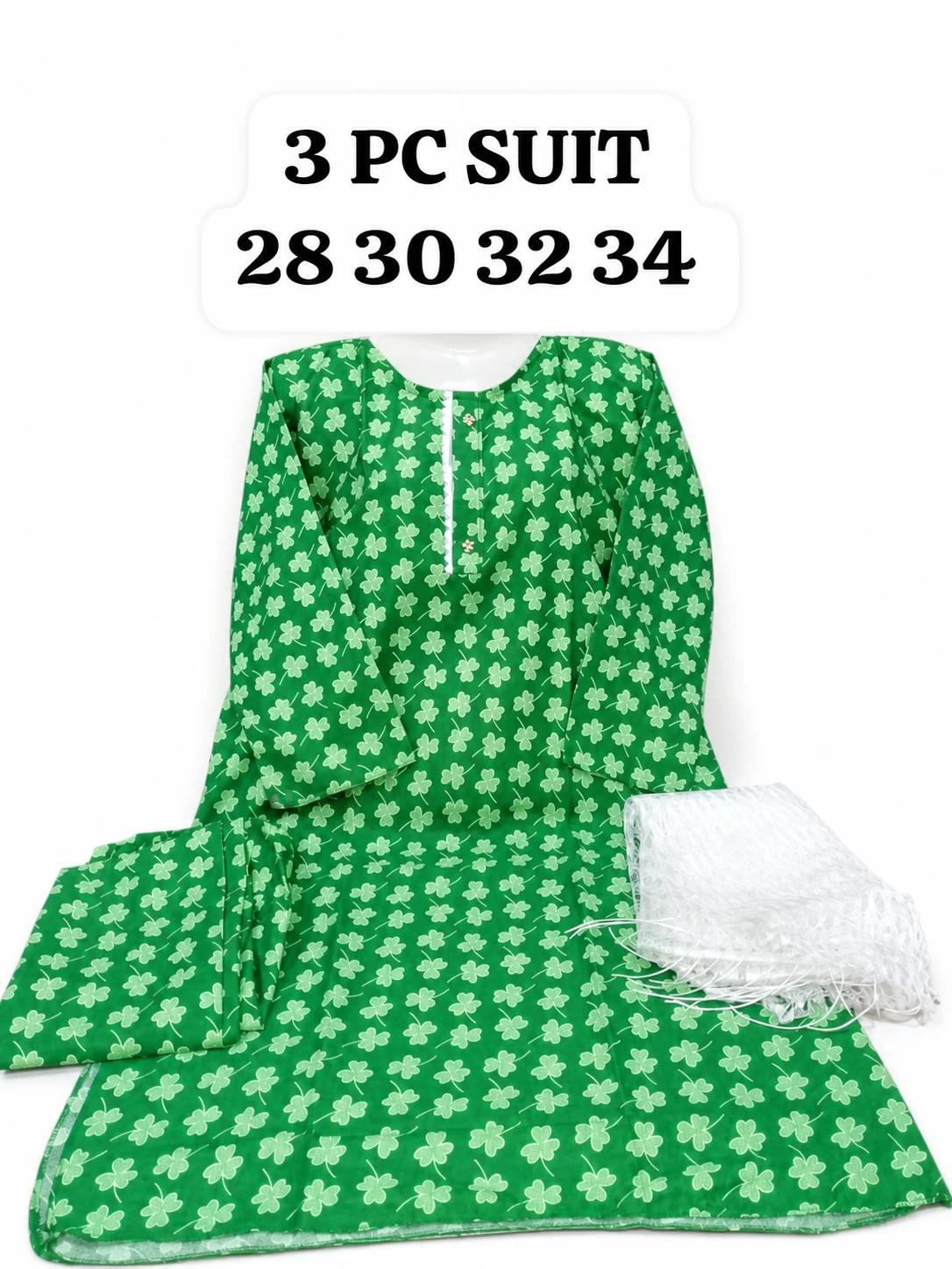 Girls 14 August 3 Piece Suit - Green Clover Print