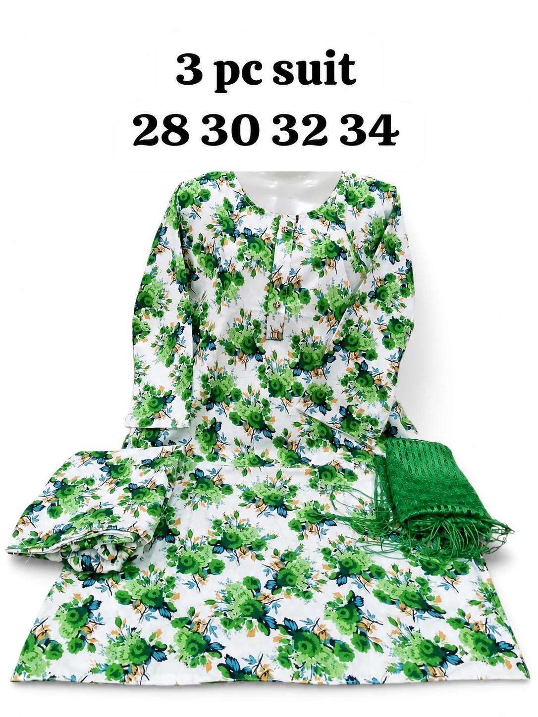 Girls 14 August 3 Piece Suit - Green Floral Print