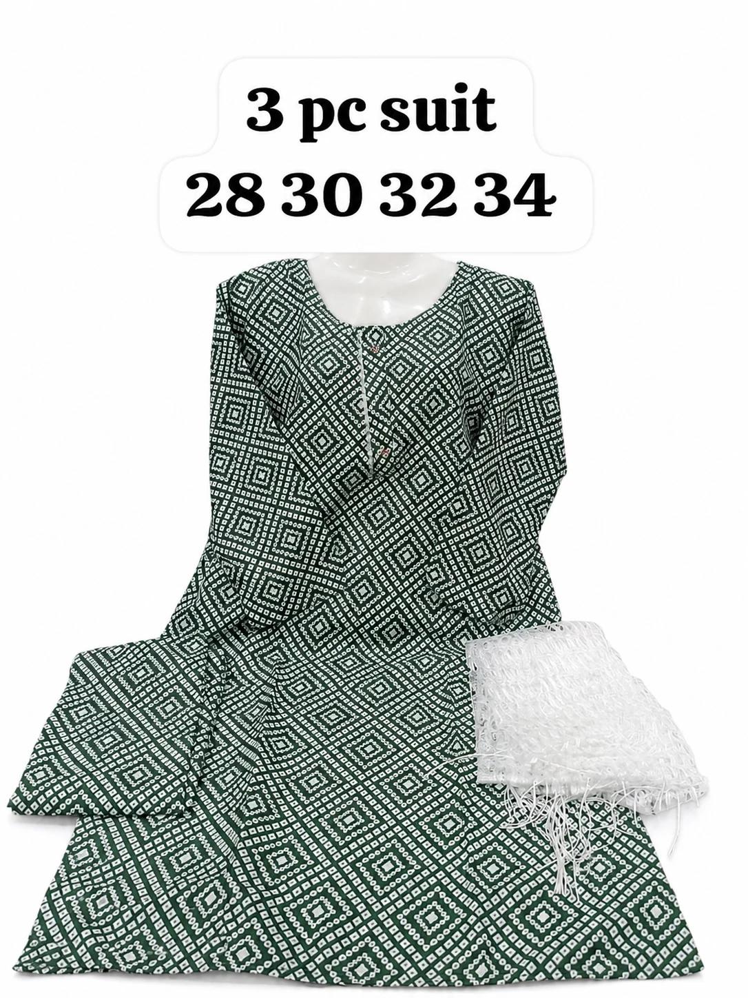 Girls 14 August 3 Piece Suit - Green Geometric Print