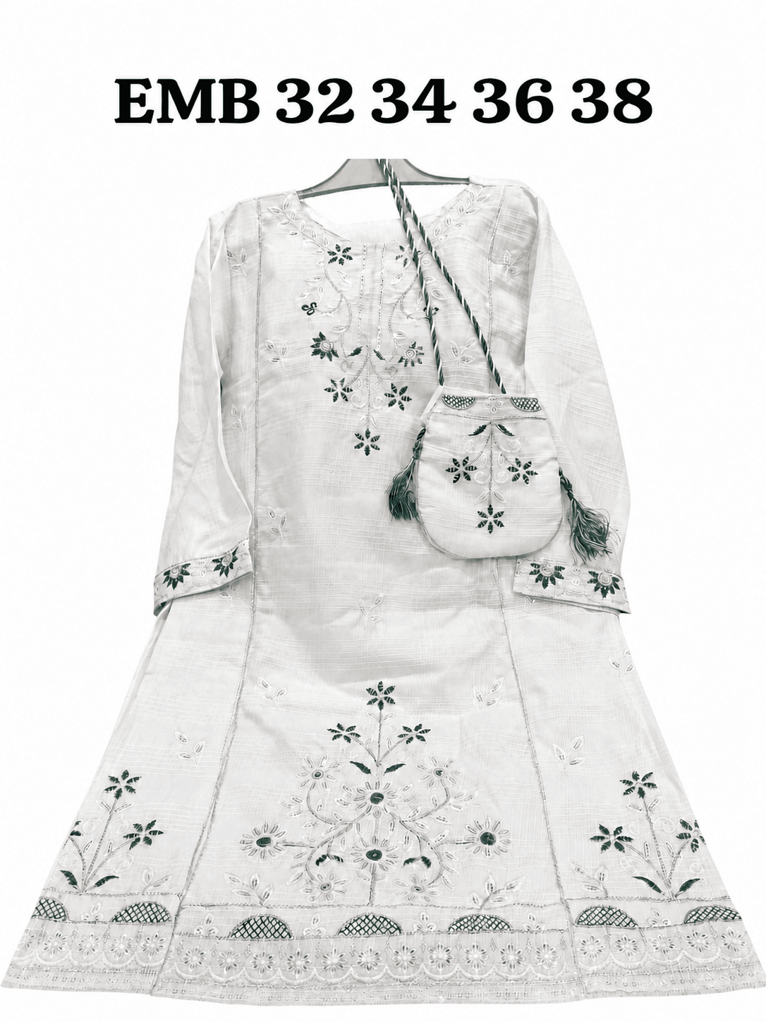 Girls 14 August Embroidered Kameez Shalwar with Purse - Floral