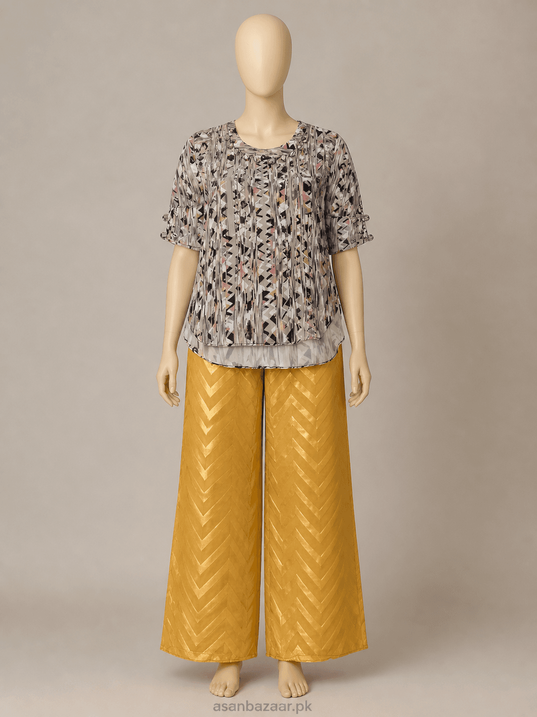 Girls Mustard Silk Palazzo and Georgette Blouse 2 Piece Set