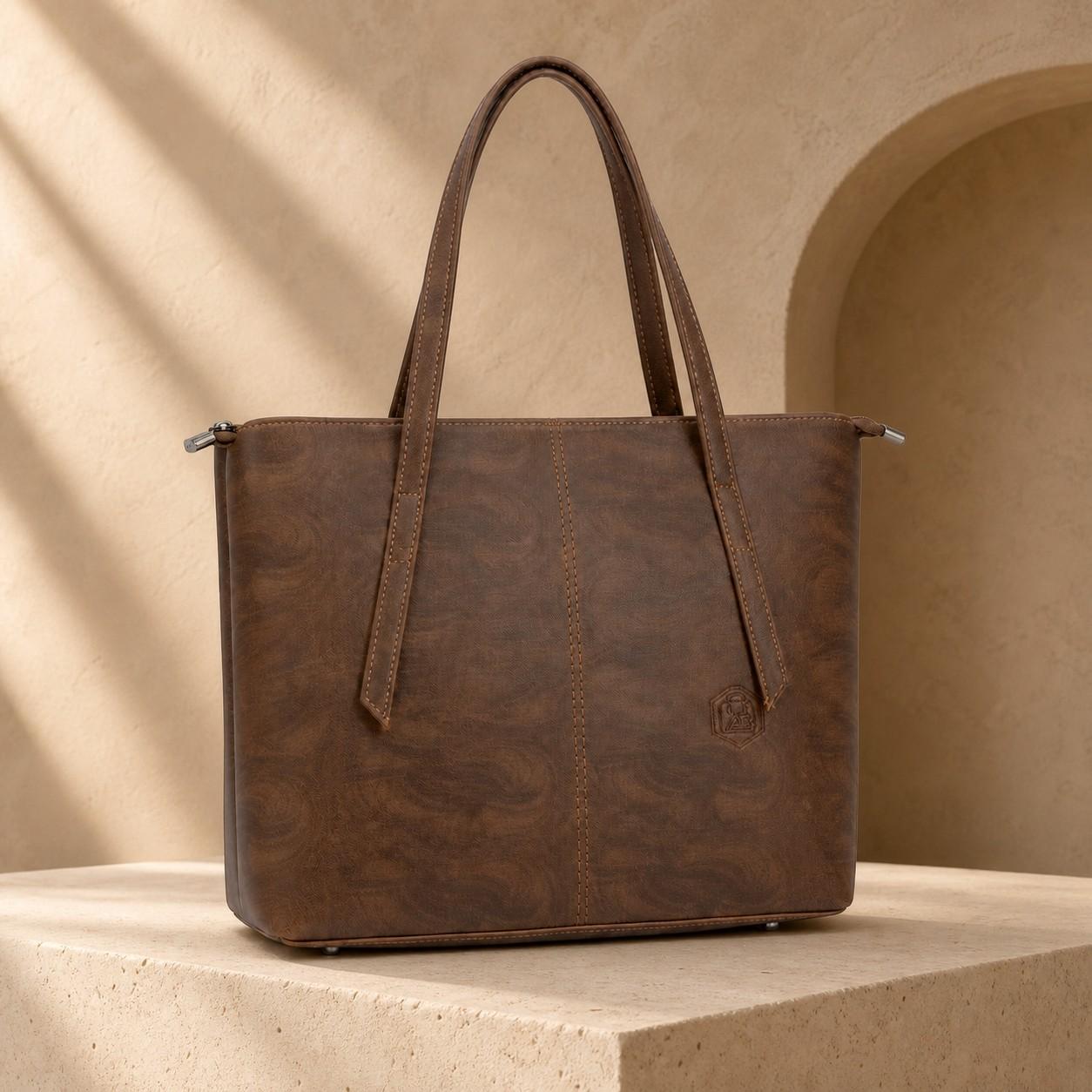 Women's Textured PU Shoulder Handbag 12.5-Inch