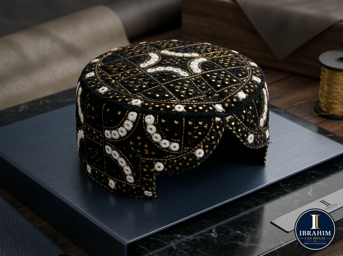 Black Gold Embroidered Cap
