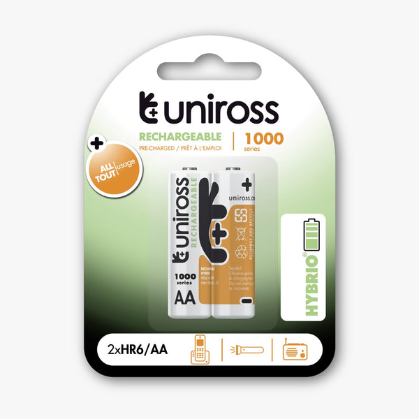 Rechargeable Batteries 2AA 1000mAh by Uniross